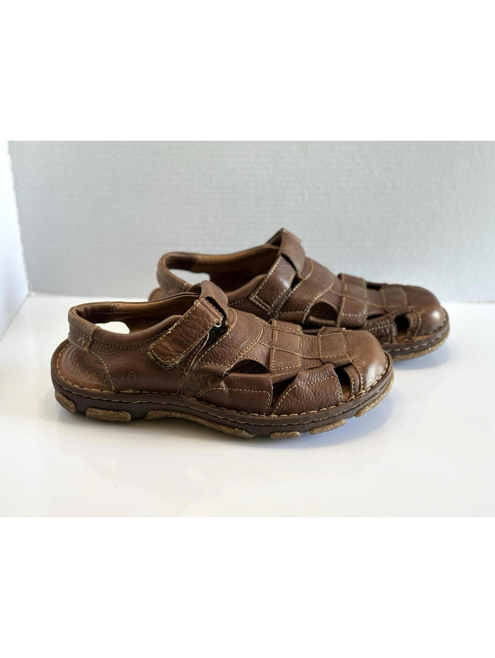 Born Cabot III Fisherman Sandals Men Sz 10 Brown Leather Closed Toe Comfort Shoe - Picture 2 of 16